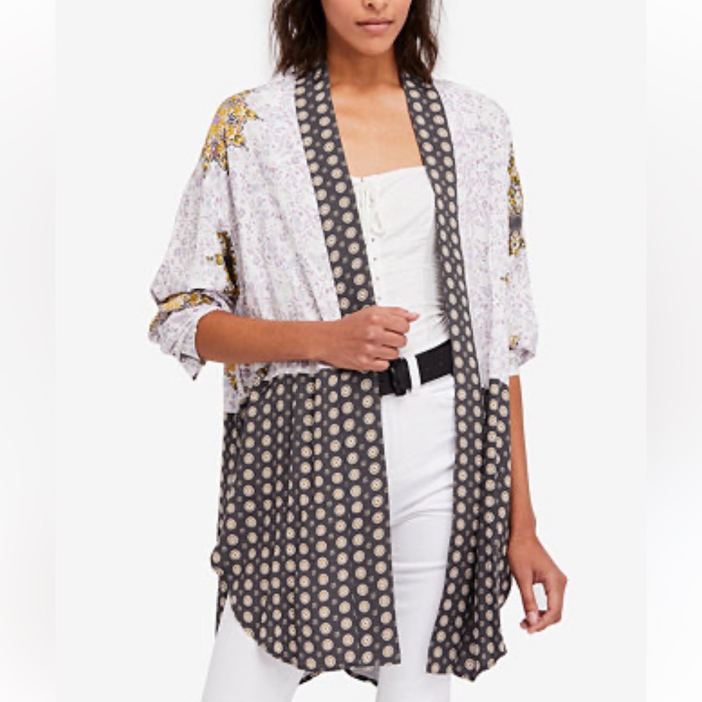 Free people split hem back kimono
